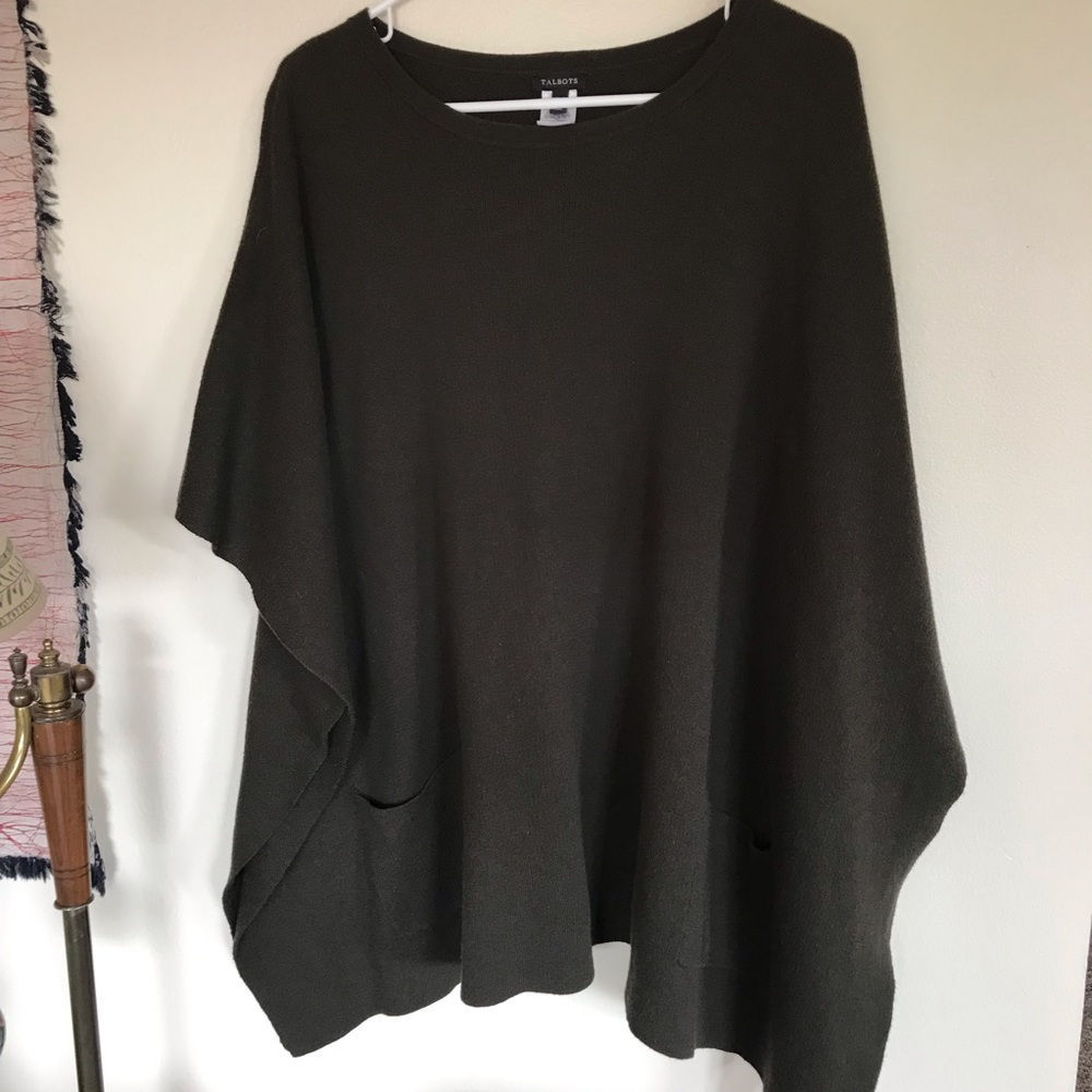 Talbots dark green poncho, one size